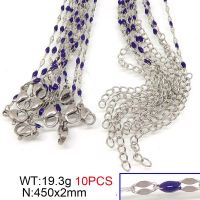 304 Stainless Steel Necklace Making,Soldered Enamel Cable Chains,Dapped Chains,Decorative Chains,With Falt Oval Connector,True Color,2x450mm,about 19.3g/package,10 pcs/package,6N30168aknb-452