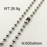 304 Stainless Steel Necklace,Ball Chain,True Color,6x600mm,about 26.9g/package,1 pc/package,6N2001422baka-474