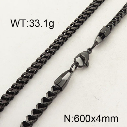 304 Stainless Steel Necklace,Foxtail Wheat Chain,Vacuum Plating Back,4x600mm,about 33.1g/package,1 pc/package,6N2001425bbov-474