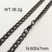304 Stainless Steel Necklace,Curb Chain,Unwelded,Faceted,Vacuum Plating Back,7x600mm,about 36.2g/package,1 pc/package,6N2001426vbnb-474
