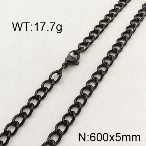 304 Stainless Steel Necklace,Curb Chains Twisted Chains,with Spool,Unwelded,Vacuum Plating Back,5x600mm,about 17.7g/package,1 pc/package,6N2001430ablb-474