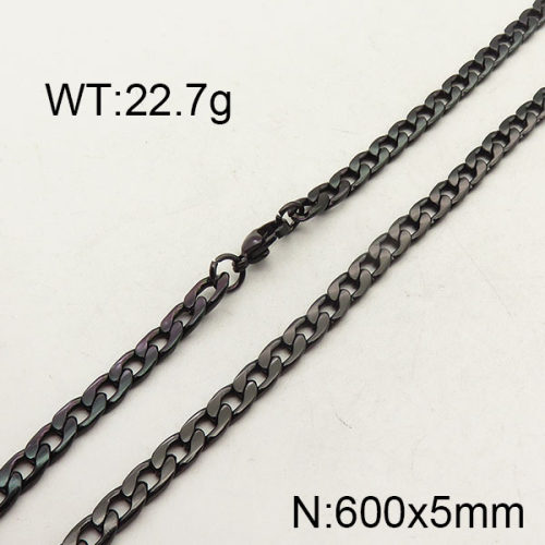304 Stainless Steel Necklace,Curb Chain,Unwelded,Faceted,Vacuum Plating Back,5x600mm,about 22.7g/package,1 pc/package,6N2001431ablb-474