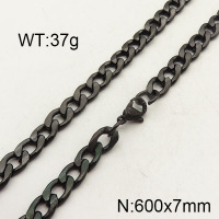 304 Stainless Steel Necklace,Curb Chain,Unwelded,Faceted,Vacuum Plating Back,7x600mm,about 37g/package,1 pc/package,6N2001433vbmb-474