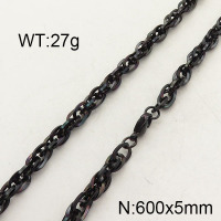 304 Stainless Steel Necklace,Rope Chains,Vacuum Plating Back,5x600mm,about 27g/package,1 pc/package,6N2001435bbml-474