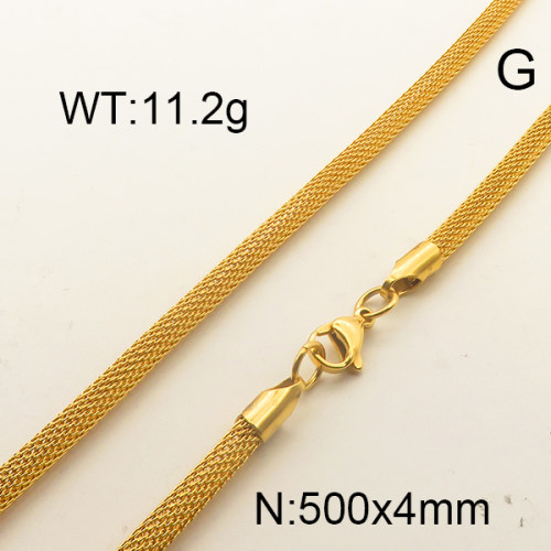 304 Stainless Steel Necklace,Mesh Chains,Lantern Chains,Soldered,Vacuum Plating Gold,4x500mm,about 11.2g/package,1 pc/package,6N2001736vbmb-354