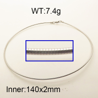 304 Stainless Steel Necklace,Collar & Omega Chain,True Color,Inner:140x2mm,about 7.4g/package,1 pc/package,6N2001737ablb-354