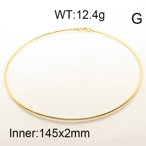 304 Stainless Steel Necklace,Collar & Omega Chain,Vacuum Plating Gold,Inner:145x2mm,about 12.4g/package,1 pc/package,6N2001739vbnb-354