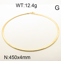 304 Stainless Steel Necklace,Collar & Omega Chain,Vacuum Plating Gold,4x450mm,about 12.4g/package,1 pc/package,6N2001740vbnb-354