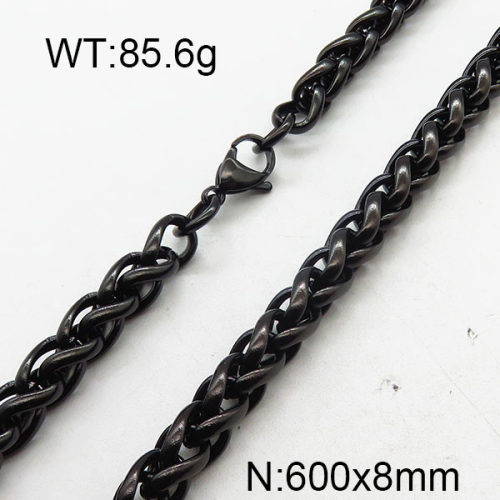 304 Stainless Steel Necklace,Foxtail Wheat Chain,Vacuum Plating Back,8x600mm,about 85.6g/package,1 pc/package,6N2001813ahjb-237
