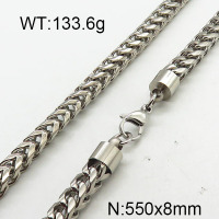 304 Stainless Steel Necklace,Foxtail Wheat Chain,True Color,8x550mm,about 133.6g/package,1 pc/package,6N2001816bipa-237