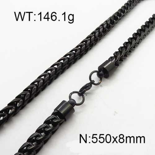 304 Stainless Steel Necklace,Foxtail Wheat Chain,Vacuum Plating Back,8x550mm,about 146.1g/package,1 pc/package,6N2001841ajpa-237
