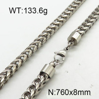 304 Stainless Steel Necklace,Foxtail Wheat Chain,True Color,8x760mm,about 133.6g/package,1 pc/package,6N2001844ajoa-237