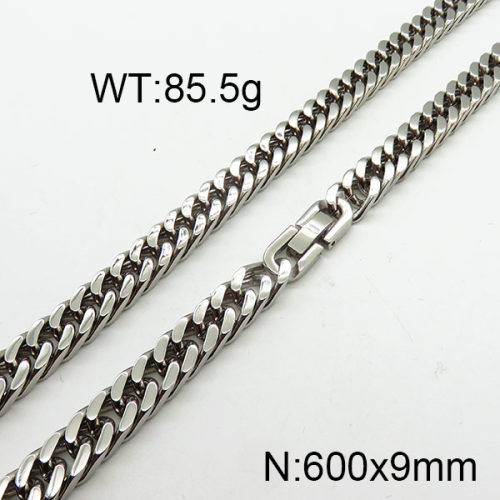 304 Stainless Steel Necklace,Cuban Link Chains,Chunky Curb Chains,Twisted Chains,Unwelded,Faceted,True Color,9x600mm,about 85.5g/package,1 pc/package,6N2002011aivb-240
