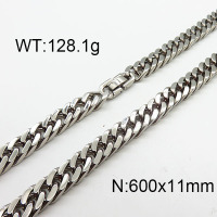 304 Stainless Steel Necklace,Cuban Link Chains,Chunky Curb Chains,Twisted Chains,Unwelded,Faceted,True Color,11x600mm,about 128.1g/package,1 pc/package,6N2002012biib-240