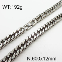 304 Stainless Steel Necklace,Cuban Link Chains,Chunky Curb Chains,Twisted Chains,Unwelded,Faceted,True Color,12x600mm,about 192g/package,1 pc/package,6N2002013bika-240