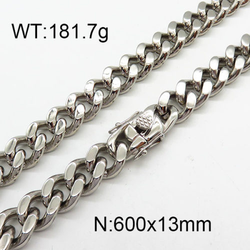 304 Stainless Steel Necklace,Curb Chains Twisted Chains,Unwelded,Faceted,True Color,13x600mm,about 181.7g/package,1 pc/package,6N2002015ajoa-240