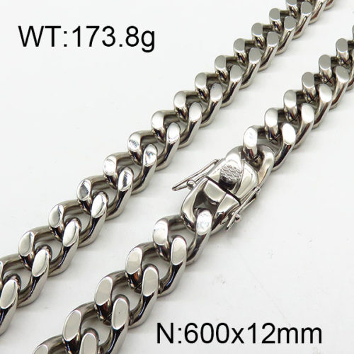 304 Stainless Steel Necklace,Curb Chains Twisted Chains,Unwelded,Faceted,True Color,12x600mm,about 173.8g/package,1 pc/package,6N2002024ajna-240