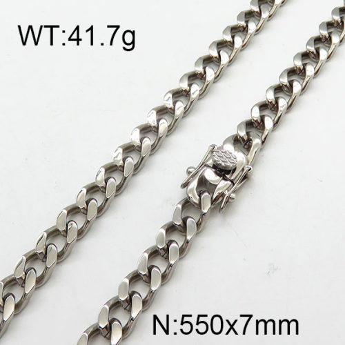 304 Stainless Steel Necklace,Curb Chains Twisted Chains,Unwelded,Faceted,True Color,7x550mm,about 41.7g/package,1 pc/package,6N2002025ajka-240