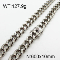 304 Stainless Steel Necklace,Curb Chains Twisted Chains,Unwelded,Faceted,True Color,10x600mm,about 127.9g/package,1 pc/package,6N2002026ajna-240