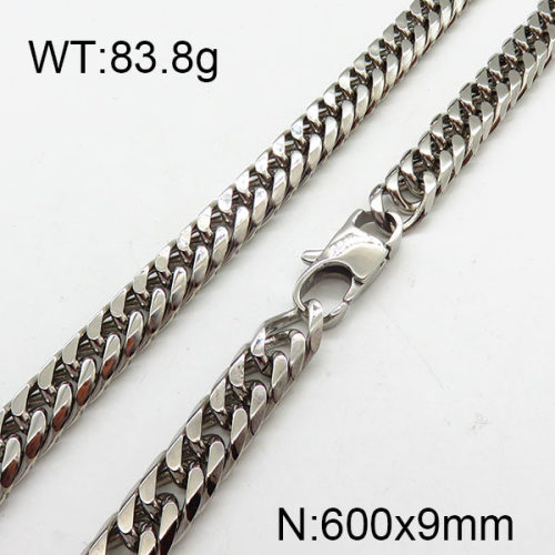 304 Stainless Steel Necklace,Cuban Link Chains,Chunky Curb Chains,Twisted Chains,Unwelded,Faceted,True Color,9x600mm,about 83.8g/package,1 pc/package,6N2002027aivb-240