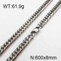 304 Stainless Steel Necklace,Cuban Link Chains,Chunky Curb Chains,Twisted Chains,Unwelded,Faceted,True Color,8x600mm,about 61.9g/package,1 pc/package,6N2002028ahpv-240