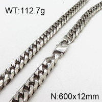 304 Stainless Steel Necklace,Cuban Link Chains,Chunky Curb Chains,Twisted Chains,Unwelded,Faceted,True Color,12x600mm,about 112.7g/package,1 pc/package,6N2002029biib-240
