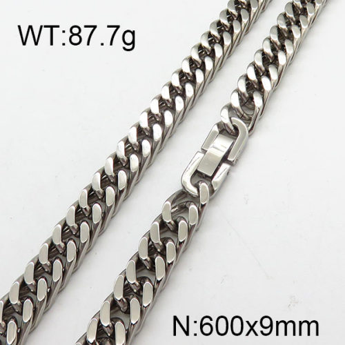 304 Stainless Steel Necklace,Cuban Link Chains,Chunky Curb Chains,Twisted Chains,Unwelded,Faceted,True Color,9x600mm,about 87.7g/package,1 pc/package,6N2002030biib-240