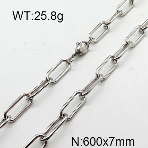 304 Stainless Steel Necklace,Soldered Paperclip Cable Chains,True Color,7x600mm,about 25.8g/package,1 pc/package,6N2002080bhva-368