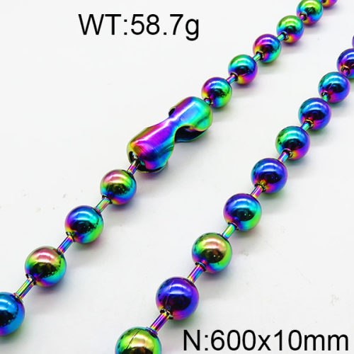 304 Stainless Steel Necklace,Ball Chain,Rainbow,10x600mm,about 58.7g/package,1 pc/package,6N2002081vhha-368