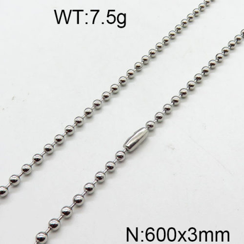 304 Stainless Steel Necklace,Ball Chain,True Color,3x600mm,about 7.5g/package,1 pc/package,6N2002084aahi-368