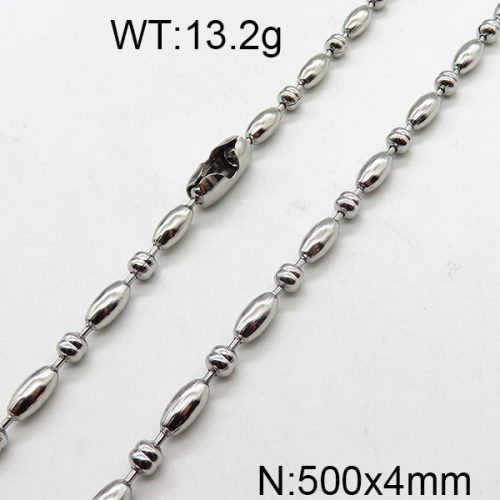 304 Stainless Steel Necklace,Ball Chain,Interval Between Circles And Ellipses,True Color,4x500mm,about 13.2g/package,1 pc/package,6N2002085baka-368