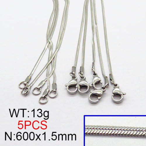 304 Stainless Steel Necklace,Handmade Soldered Herringbone Chains,True Color,1.5x600mm,about 13g/package,5 pcs/package,6N2002114aivb-354