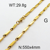 304 Stainless Steel Necklace,Bar Link Chains,Vacuum Plating Gold,4x550mm,about 29.8g/package,1 pc/package,6N2002140bhva-354