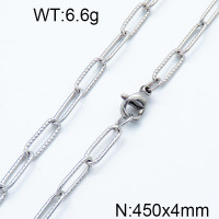 304 Stainless Steel Necklace,Paperclip Chains,Drawn Elongated Cable Chains,Soldered,with Spool,Textured,True Color,4x450mm,about 6.6g/package,1 pc/package,6N2002155ablb-354