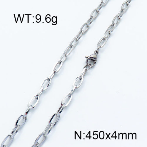 304 Stainless Steel Necklace,Paperclip Chains,Cable Chains,Unwelded,with Spool,Oval,True Color,4x450mm,about 9.6g/package,1 pc/package,6N2002156baka-354
