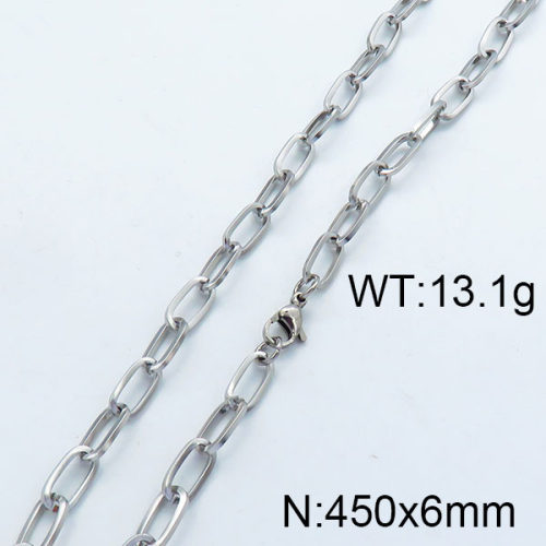 304 Stainless Steel Necklace,Paperclip Chains,Cable Chains,Unwelded,with Spool,Oval,True Color,6x450mm,about 13.1g/package,1 pc/package,6N2002157baka-354
