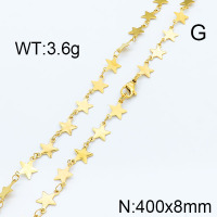 304 Stainless Steel Necklace,Links Chains,Star Sequin Chain,Soldered,Vacuum Plating Gold,8x400mm,about 3.6g/package,1 pc/package,6N2002253aakl-368