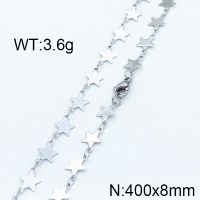 304 Stainless Steel Necklace,Links Chains,Star Sequin Chain,Soldered,True Color,8x400mm,about 3.6g/package,1 pc/package,6N2002254aajl-368