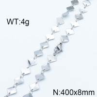 304 Stainless Steel Necklace,Links Chains,Rhombus Sequin Chains,Soldered,True Color,8x400mm,about 4g/package,1 pc/package,6N2002256aajl-368