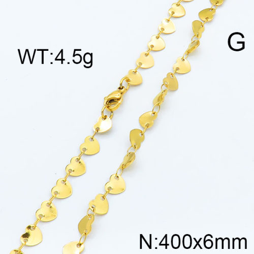 304 Stainless Steel Necklace,Links Chains,Round Sequin Chains,Soldered,Vacuum Plating Gold,6x400mm,about 4.5g/package,1 pc/package,6N2002257aakl-368