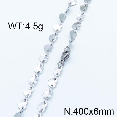 304 Stainless Steel Necklace,Links Chains,Round Sequin Chains,Soldered,True Color,6x400mm,about 4.5g/package,1 pc/package,6N2002258aajl-368