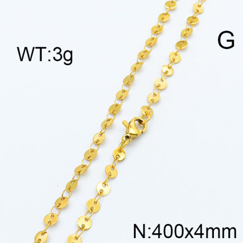 304 Stainless Steel Necklace,Links Chains,Round Sequin Chains,Soldered,Vacuum Plating Gold,4x400mm,about 3g/package,1 pc/package,6N2002259ablb-368