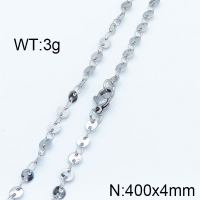 304 Stainless Steel Necklace,Links Chains,Round Sequin Chains,Soldered,True Color,4x400mm,about 3g/package,1 pc/package,6N2002260baka-368