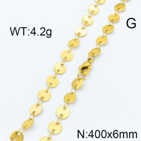 304 Stainless Steel Necklace,Links Chains,Round Sequin Chains,Soldered,Vacuum Plating Gold,6x400mm,about 4.2g/package,1 pc/package,6N2002261aakl-368