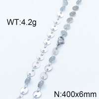 304 Stainless Steel Necklace,Links Chains,Round Sequin Chains,Soldered,True Color,6x400mm,about 4.2g/package,1 pc/package,6N2002262aajl-368