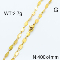 304 Stainless Steel Necklace,Links Chains,Oval Sequin Chains,Soldered,Vacuum Plating Gold,4x400mm,about 2.7g/package,1 pc/package,6N2002265aakl-368