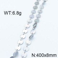 304 Stainless Steel Necklace,Links Chains,Round Sequin Chains,Soldered,True Color,8x400mm,about 6.8g/package,1 pc/package,6N2002268aajl-368