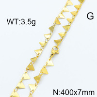 304 Stainless Steel Necklace,Links Chains,Triangle Sequin Chains,Soldered,Vacuum Plating Gold,7x400mm,about 3.5g/package,1 pc/package,6N2002269aakl-368