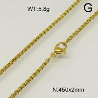304 Stainless Steel Necklace,Box Chains,Unwelded,Vacuum Plating Gold,2x450mm,about 5.8g/package,1 pc/package,6N20262avja-312