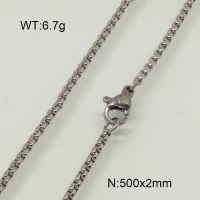 304 Stainless Steel Necklace,Box Chains,Unwelded,True Color,2x500mm,about 6.7g/package,1 pc/package,6N20266vaia-312